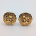 Chanel Earrings CC Logo Round Gold Vintage