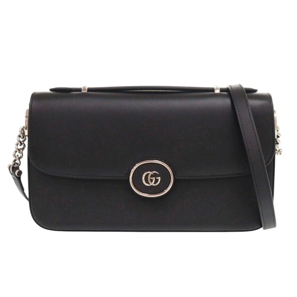Gucci Double Leather Black Shoulder Bag