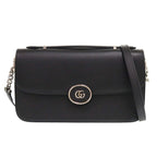 Gucci Double Leather Black Shoulder Bag