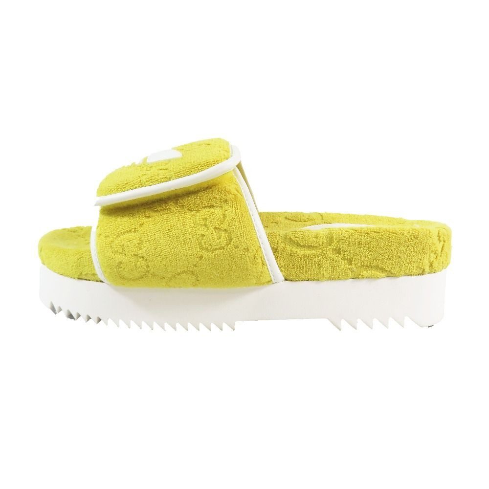 Gucci Adidas GG All Over Pattern Trefoil Logo Platform Sandals Shoes Yellow