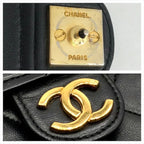 Chanel CC Logo Quilted Lambskin Push Lock Chain Shoulder Bag Black — view 9