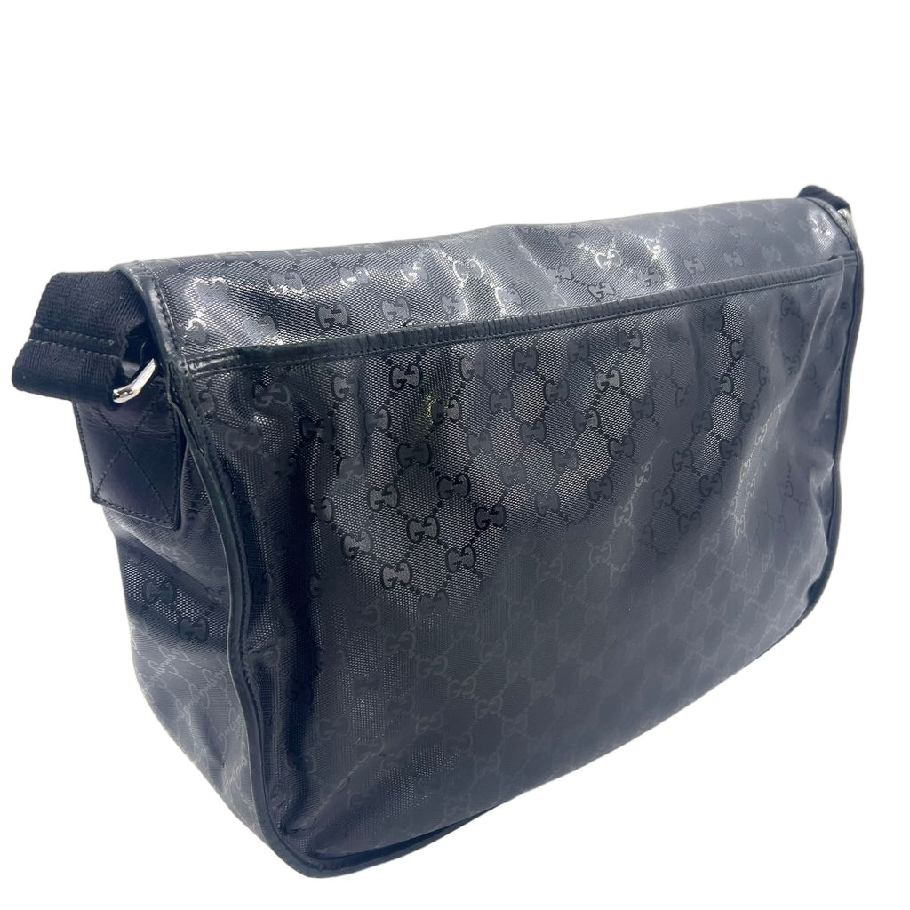Gucci GG Supreme Leather Black Shoulder Bag Silver — view 2