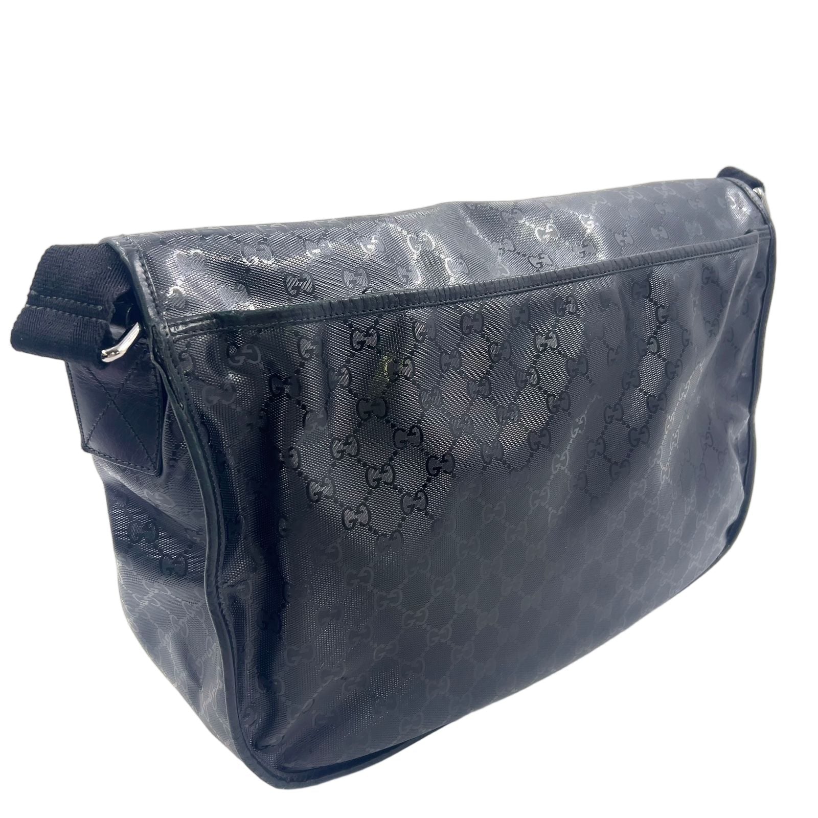 Gucci GG Supreme Leather Black Shoulder Bag Silver — view 2