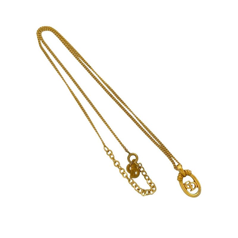 Christian Dior CD Logo Necklace Earrings Set Accessories Gold 55862 With Case — view 5