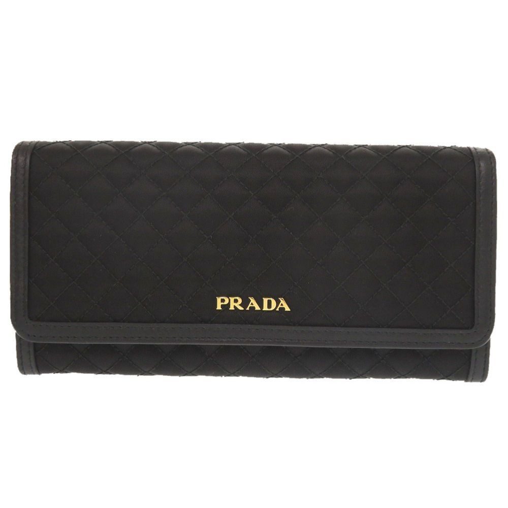 Prada Quilted Nylon Leather Black Wallet
