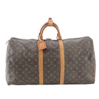Louis Vuitton Monogram Keepall 55 Leather Boston Bag Tote Carry