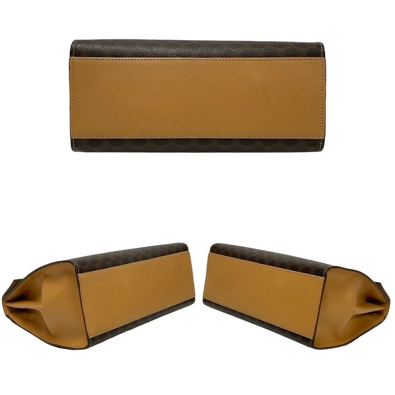 Celine Macadam Blason Triomphe Pattern Logo Ring Hardware Leather 2-Way