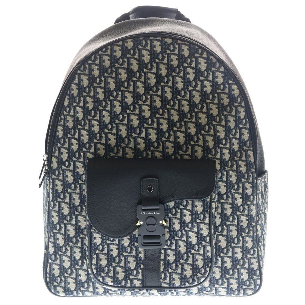 Dior Saddle Oblique Kujagaard Zip Leather Backpack Black Gray