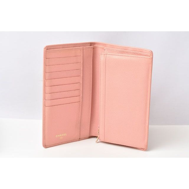 Chanel Wallet Long Coco Mark Button Motif Leather Rose — view 5