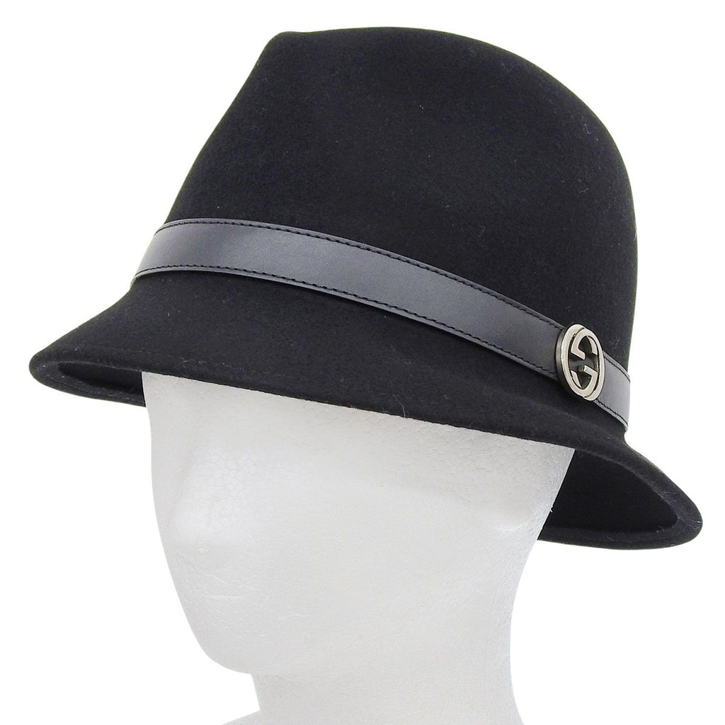 Gucci Wool Leather with Interlocking Felt Hat — view 2