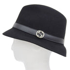 Gucci Wool Leather with Interlocking Felt Hat — view 3