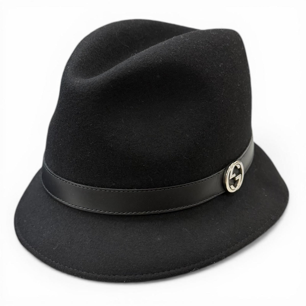 Gucci Wool Leather with Interlocking G Felt Hat