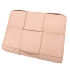 Bottega Veneta Cassette Pastel Pink Gold Leather Compact Wallet Intrecciato — view 2