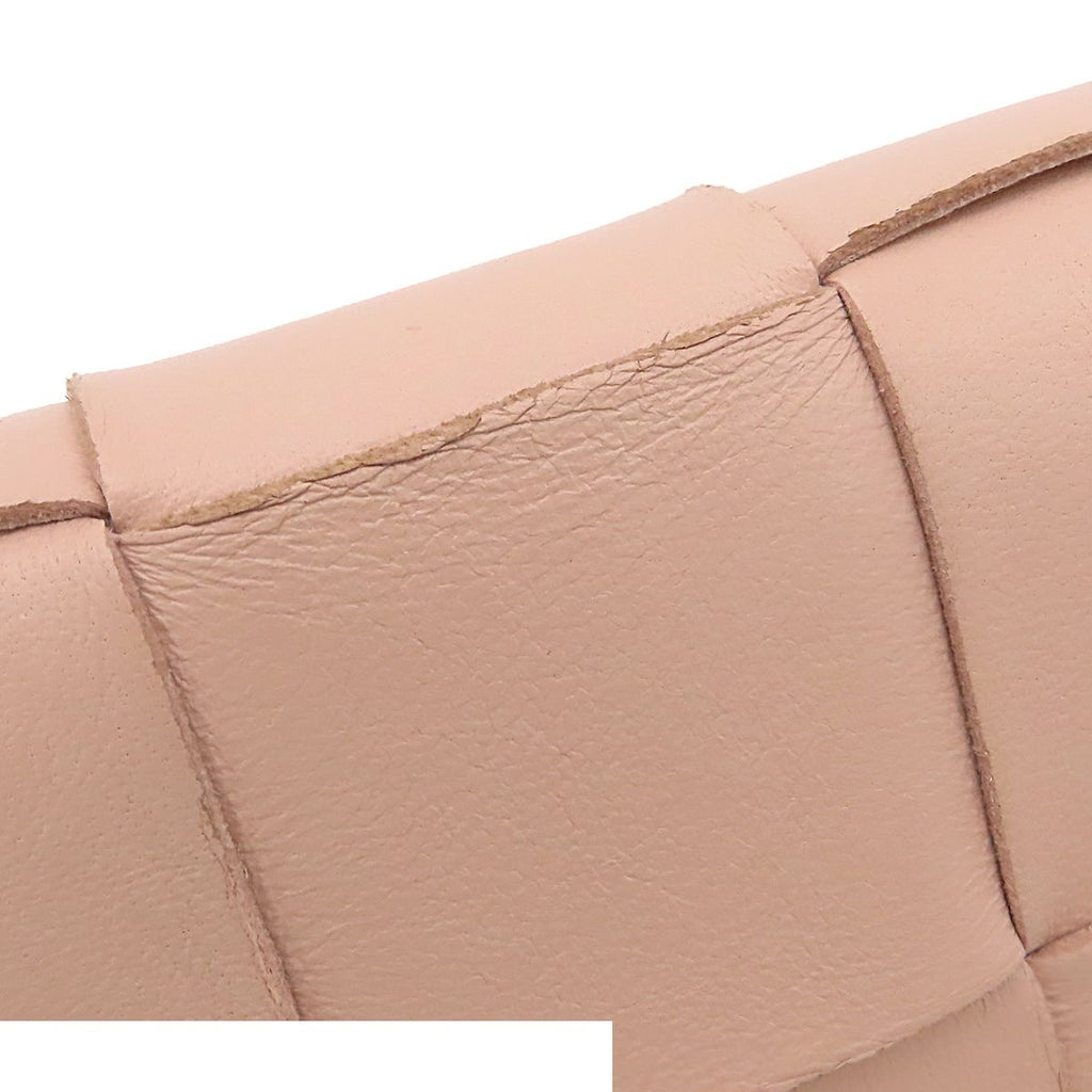 Bottega Veneta Cassette Pastel Pink Gold Leather Compact Wallet Intrecciato — view 7