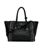 Prada 2-Way Black Nero Leather Glace Calf Studs 231 Shoulder