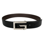 Gucci Square Leather Brown Black Belt Silver — view 2