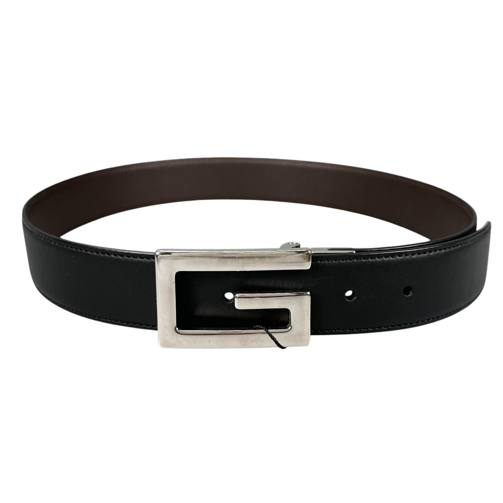 Gucci Square Leather Brown Black Belt Silver — view 2