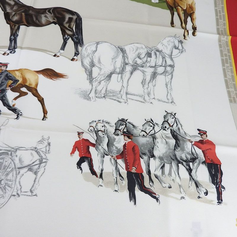 Hermes Scarf Carre 90 100% Silk LES Haras Nationaux National Stallion Breeding — view 3
