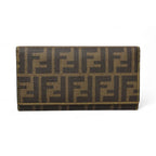 Fendi Wallet Long 8 M0000 Zucca Pattern Brown Yellow
