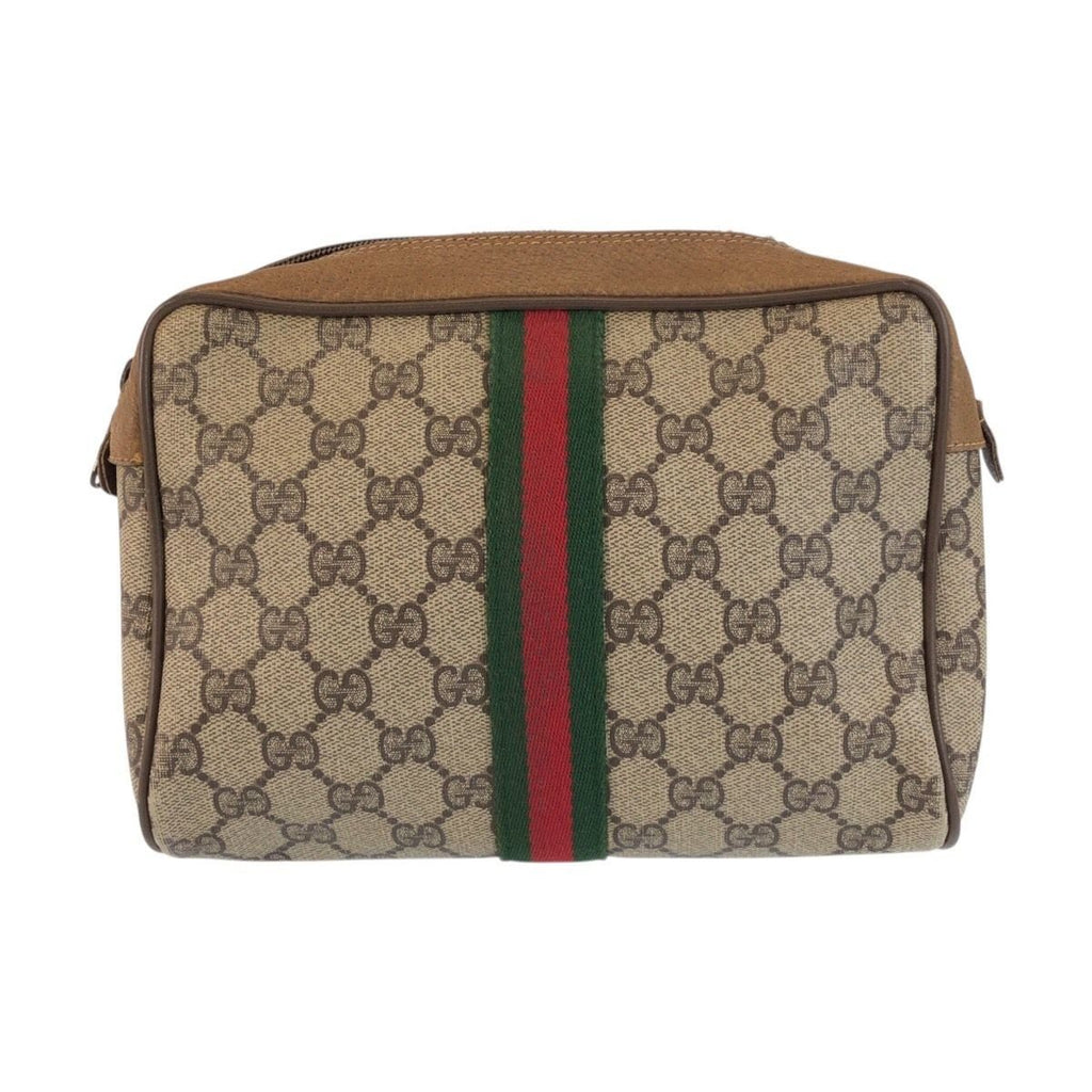 Gucci Vintage Sherry Line Beige GG Supreme Canvas Clutch