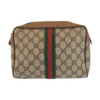 Gucci Vintage Sherry Line Beige GG Supreme Canvas Clutch