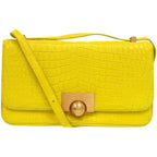 Bottega Veneta The Classic Matte Croco Yellow Shoulder Bag 0341