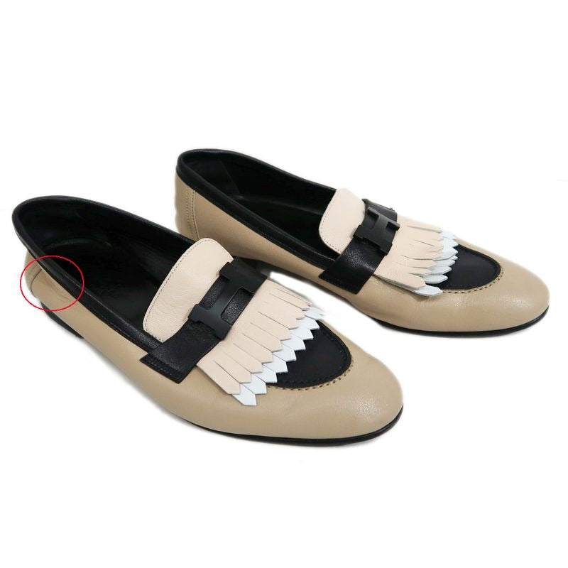 Hermes Moccasins Royale Size 38 Beige Black Leather Apparel — view 2