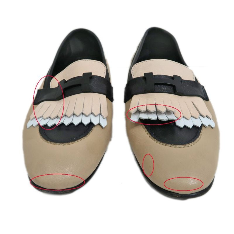 Hermes Moccasins Royale Size 38 Beige Black Leather Apparel — view 3