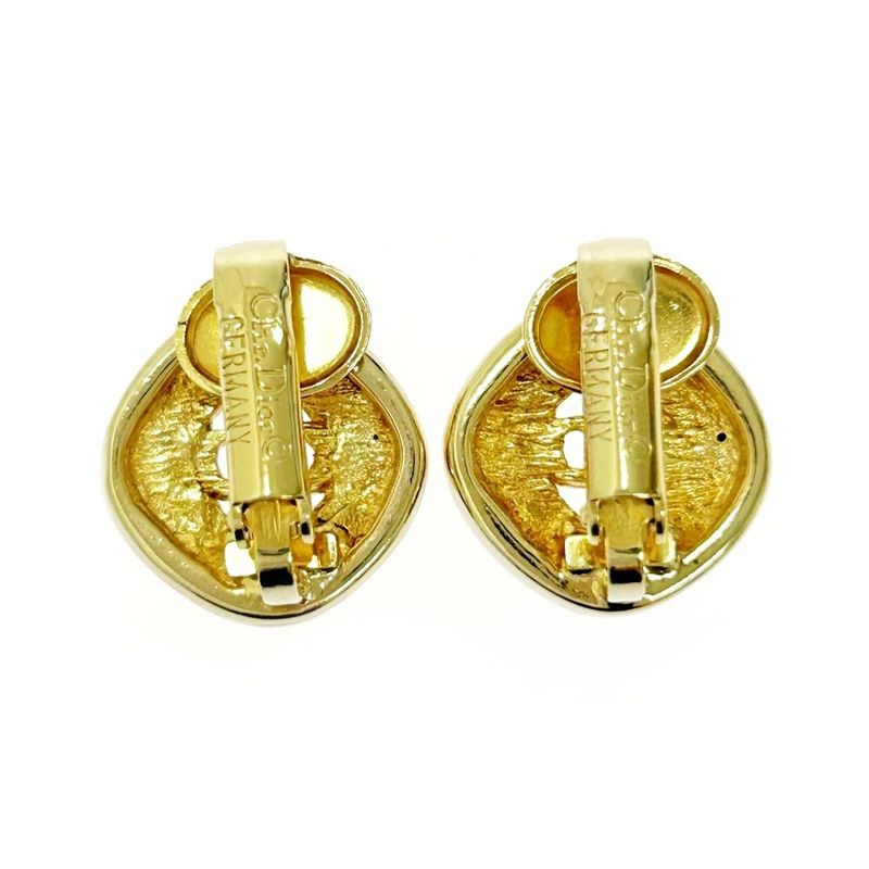 Christian Dior GP Rhinestone CD Logo Necklace Earrings Set Gold — view 9