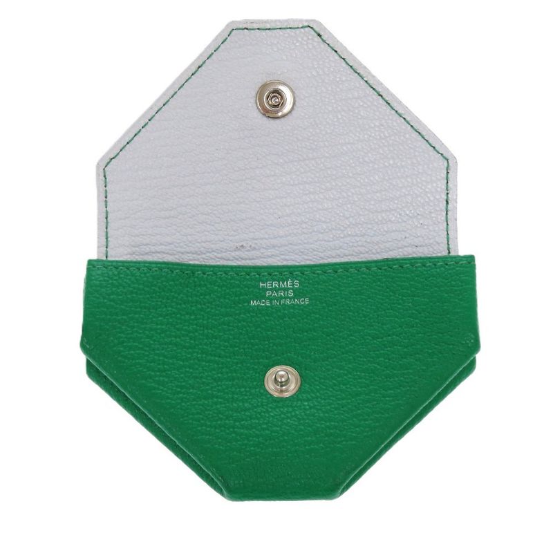 Hermes le Van Cattle Chevre Mint Stamped Z 1921 Green Coin Case — view 5