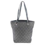Gucci GG Canvas Leather Tote Shoulder Hand Black