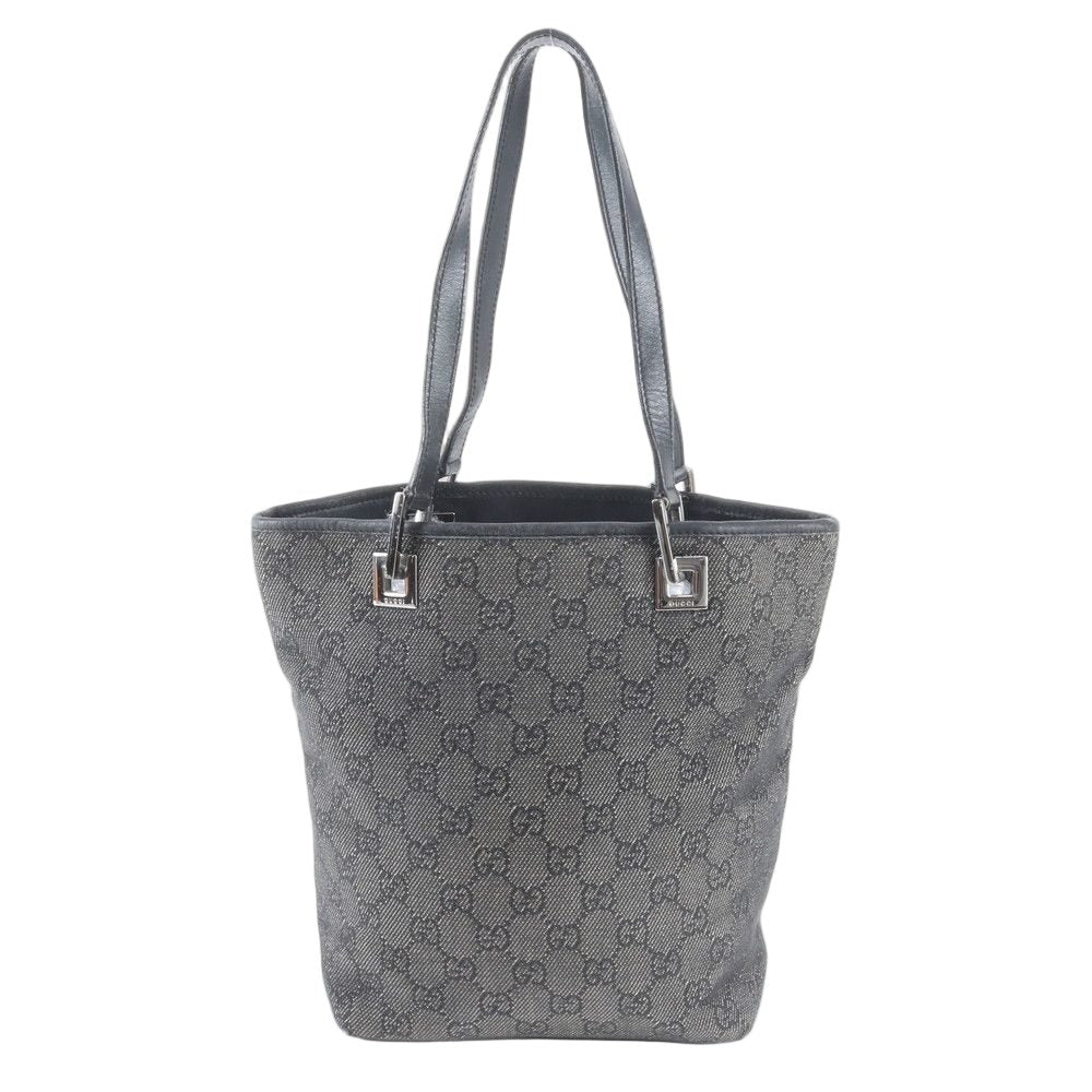 Gucci GG Canvas Leather Tote Shoulder Hand Black