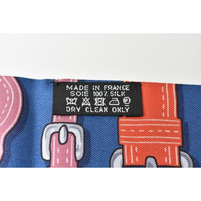 Hermes Twirly Scarf Silk Twill Belt Motif Blue Multi — view 5