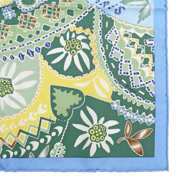 Hermes Carre 45 Scarf en Attendant Ulysse Silk Light Blue Bandana — view 5