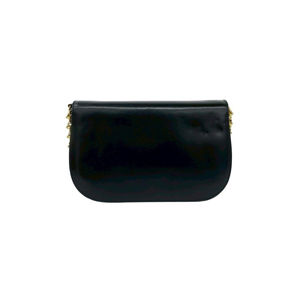 Gucci Vintage Calfskin Leather Chain Shoulder Bag Pochette Black — view 3