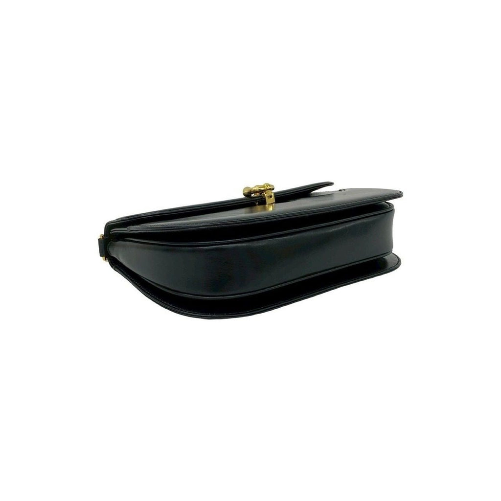 Gucci Vintage Calfskin Leather Chain Shoulder Bag Pochette Black — view 7