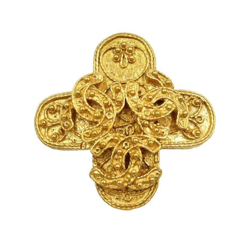 Chanel Triple Coco Mark Vintage 94 a Metal Gold Brooch 0209 — view 2