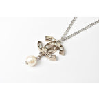 Chanel Coco Mark Rhinestone Faux Pearl Silver Rye White Gold — view 6