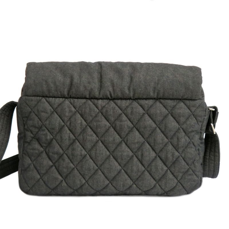 Chanel Cocococoon Messenger Bag Cotton Shoulder Denim Black — view 3