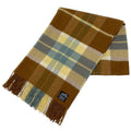 Hermes Checkered Shawl Fringe Large Cashmere Wool Brown Yellow