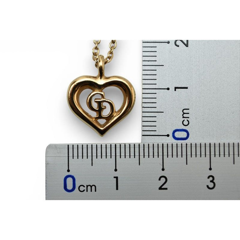 Christian Dior Necklace Pendant Vintage Heart Motif Logo — view 4