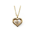 Christian Dior Necklace Pendant Vintage Heart Motif Logo