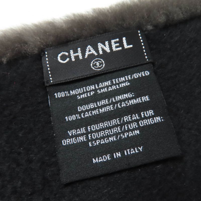Chanel 20 B Aa7074 Mouton Lined 100% Cashmere Coco Mark Logo Design Tippet Shawl — view 7
