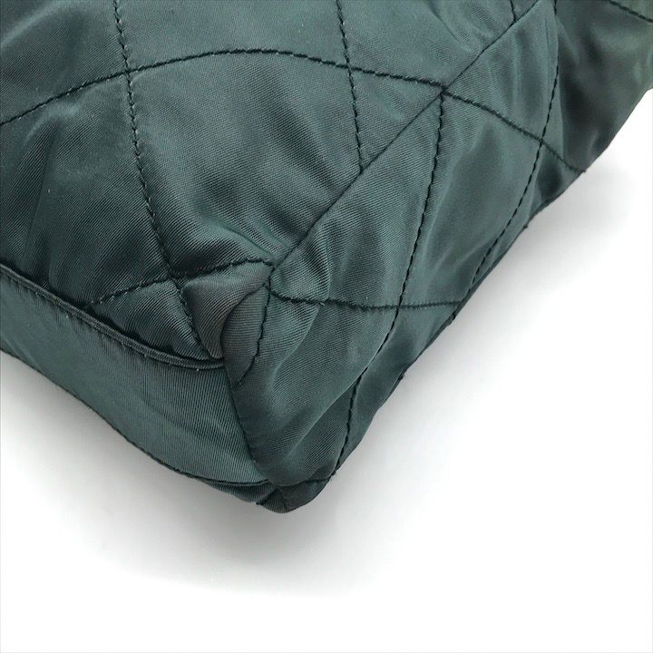 Prada Nylon Quilted Chain Shoulder Bag Green — view 6