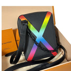 Louis Vuitton Taiga Danube Messenger Bag Pochette Black Rainbow