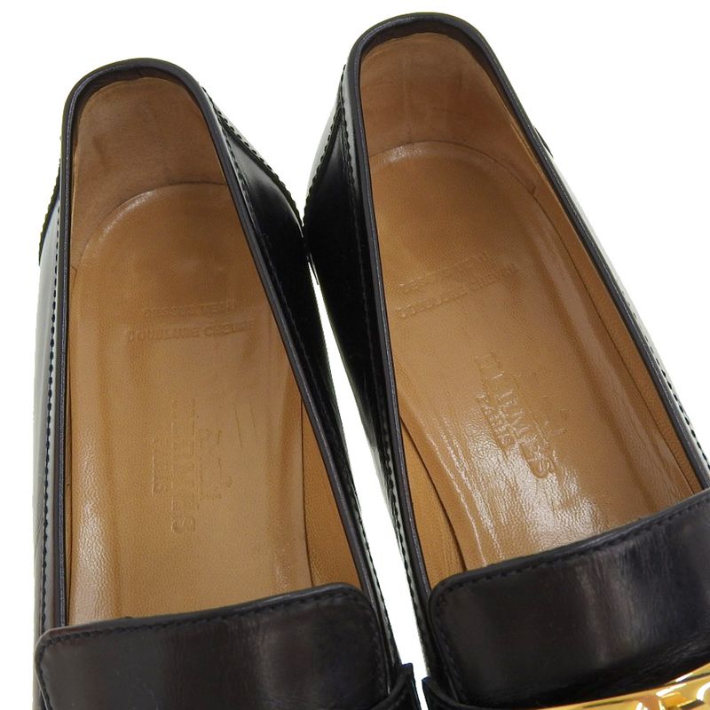 Hermes Vintage Kelly Box Calf Leather Loafers Moccasins Dress Shoes — view 7
