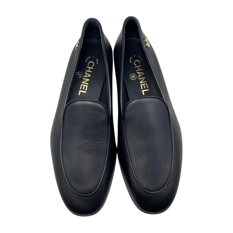 Chanel Loafers Coco Mark Heart Moccasins 94305 Size 37 Calfskin — view 5