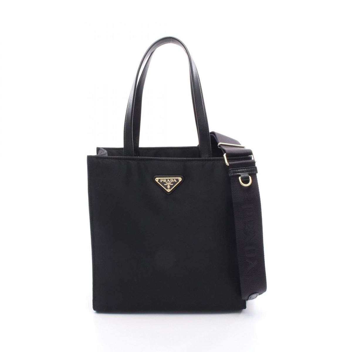 Prada Tote Shopping Black Nylon Leather