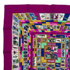 Hermes Scarf Silk Carre 90 Correspondanc Horse Pattern Purple — view 2