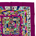 Hermes Scarf Silk Carre 90 Correspondanc Horse Pattern Purple — view 3